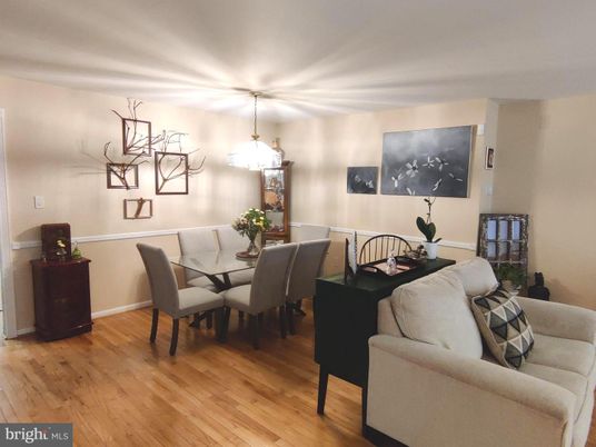 Dining room, Interior, Living room, Pendant Lights, Wood Texture Flooring