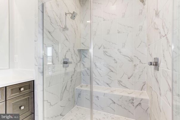 Bathroom, Glass Shower, Interior, Marble Walls