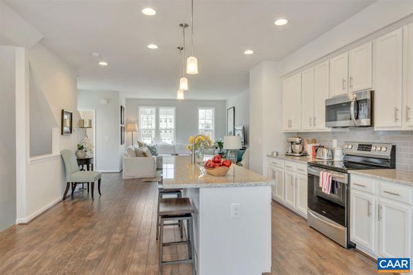 Interior, Kitchen, Living room, Pendant Lights, Recessed Lighting, Stainless Steel Appliances, Wood Texture Flooring