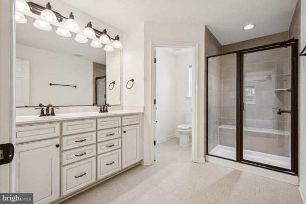 Bathroom, Dual Sink Vanities, Glass Shower, Interior, Recessed Lighting