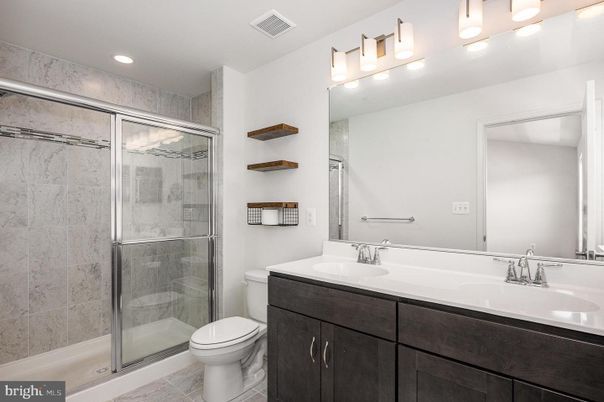Bathroom, Dual Sink Vanities, Glass Shower, Interior, Recessed Lighting