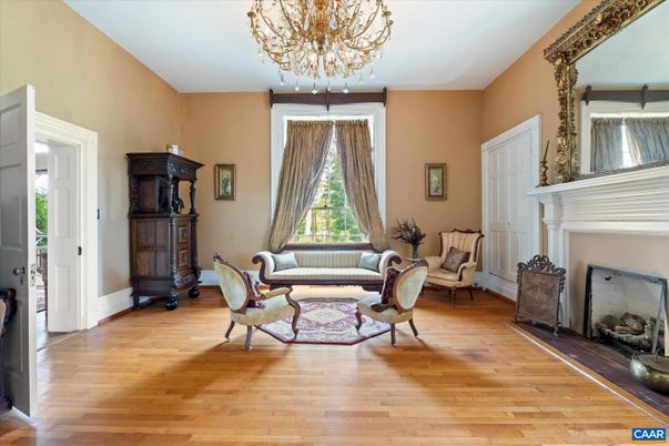 Chandelier, Fireplace, Interior, Living room, Wood Texture Flooring