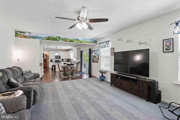 Dining room, Interior, Kitchen, Living room, Recessed Lighting, Stainless Steel Appliances, Wood Texture Flooring