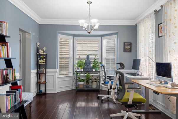 Chandelier, Home Office, Interior, Wood Texture Flooring