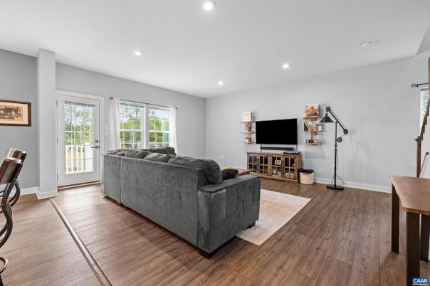Interior, Living room, Recessed Lighting, Wood Texture Flooring