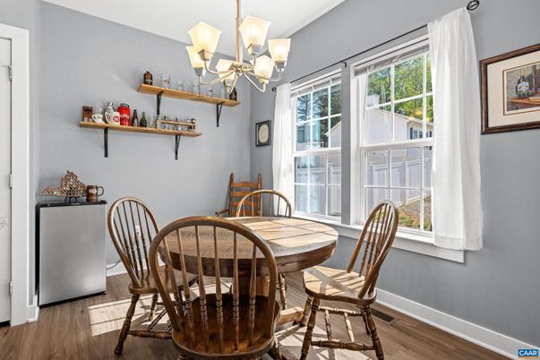 Chandelier, Dining room, Interior, Wood Texture Flooring