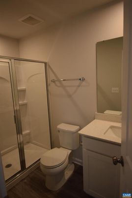 Bathroom, Glass Shower, Interior, Wood Texture Flooring