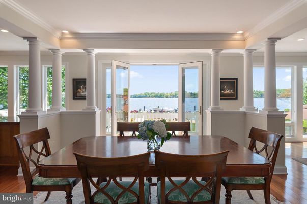 Dining room, Interior, Recessed Lighting, Water, Wood Texture Flooring
