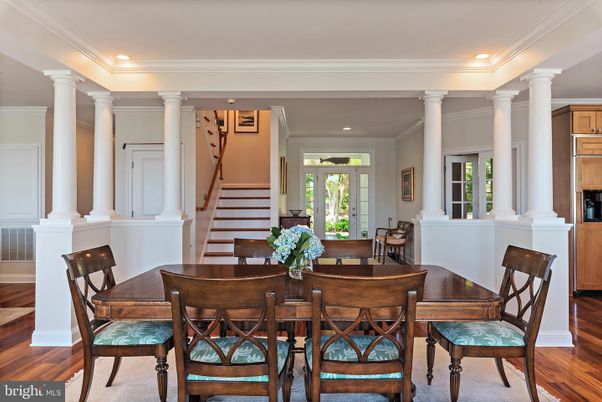Dining room, Interior, Recessed Lighting, Wood Texture Flooring