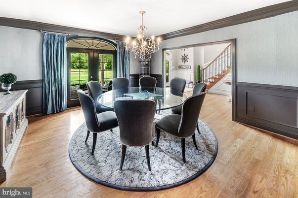 Chandelier, Dining room, Interior, Wood Texture Flooring