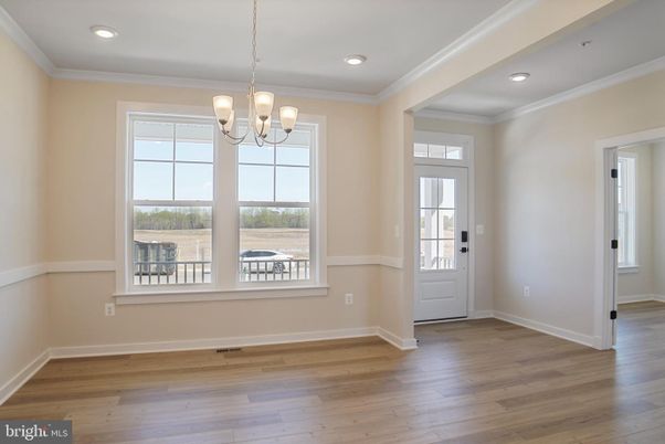 Chandelier, Empty room, Interior, Recessed Lighting, Wood Texture Flooring