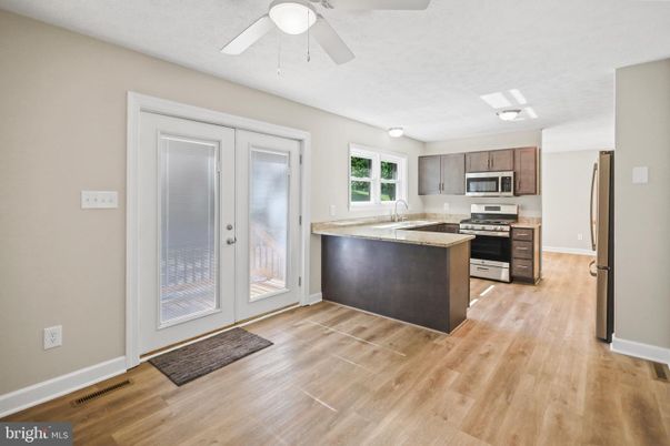 Interior, Kitchen, Stainless Steel Appliances, Wood Texture Flooring