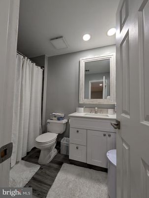 Bathroom, Interior, Recessed Lighting, Wood Texture Flooring