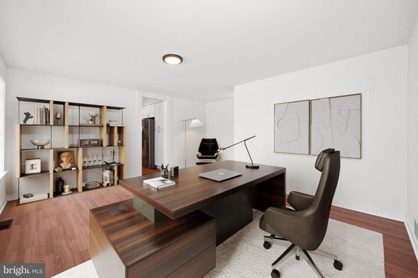 Home Office, Interior, Recessed Lighting, Wood Texture Flooring