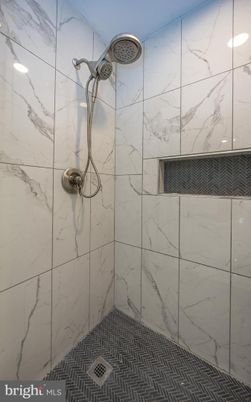 Bathroom, Glass Shower, Interior, Marble Walls, Recessed Lighting