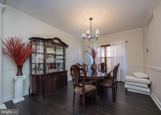 Chandelier, Dining room, Interior, Wood Texture Flooring