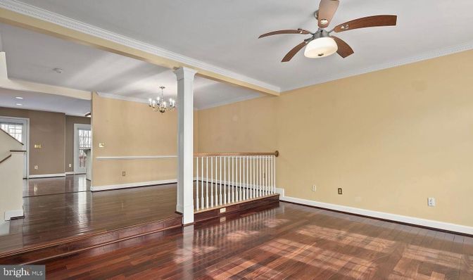 Chandelier, Empty room, Interior, Recessed Lighting, Wood Texture Flooring