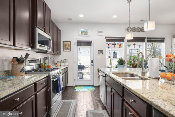 Interior, Kitchen, Pendant Lights, Recessed Lighting, Wood Texture Flooring