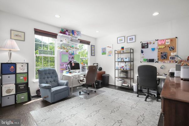 Home Office, Interior, Recessed Lighting, Wood Texture Flooring