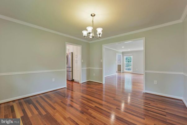 Chandelier, Empty room, Interior, Recessed Lighting, Wood Texture Flooring