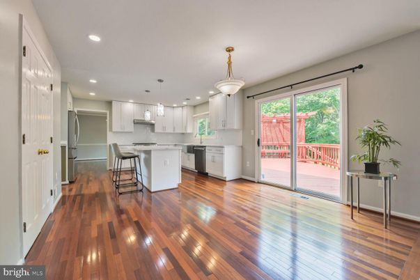 Interior, Kitchen, Pendant Lights, Recessed Lighting, Wood Texture Flooring