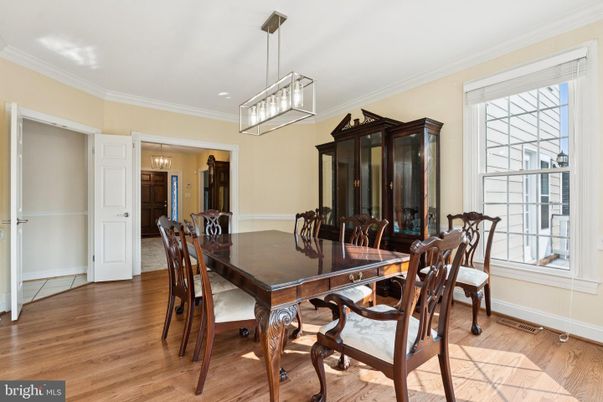 Dining room, Interior, Pendant Lights, Recessed Lighting, Wood Texture Flooring