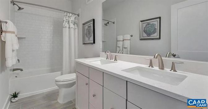 Bathroom, Dual Sink Vanities, Interior, Wood Texture Flooring
