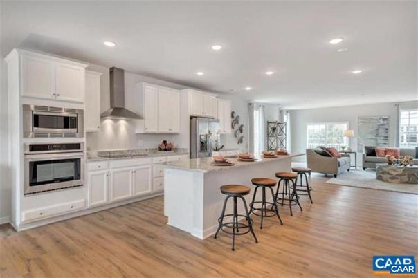 Interior, Kitchen, Living room, Recessed Lighting, Stainless Steel Appliances, Wood Texture Flooring