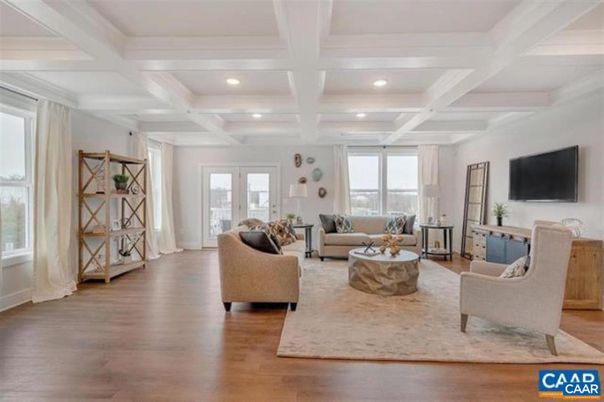 Interior, Living room, Recessed Lighting, Wood Texture Flooring
