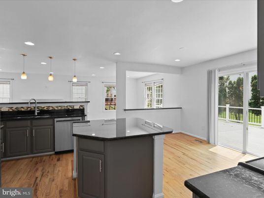 Interior, Kitchen, Pendant Lights, Recessed Lighting, Wood Texture Flooring