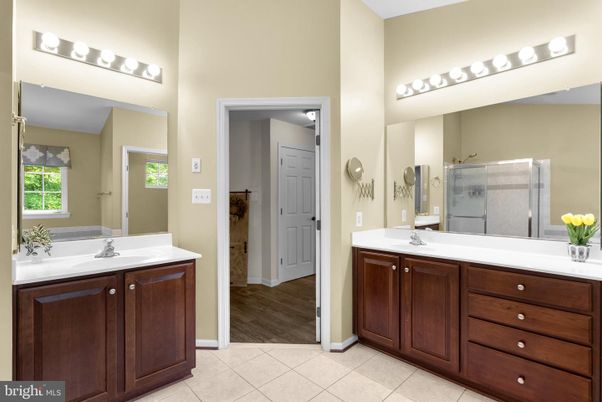 Bathroom, Dual Sink Vanities, Interior, Wood Texture Flooring