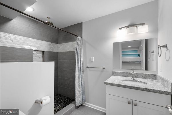 Bathroom, Interior, Recessed Lighting, Wood Texture Flooring