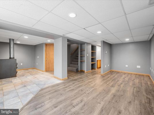 Empty room, Fireplace, Interior, Recessed Lighting, Wood Texture Flooring