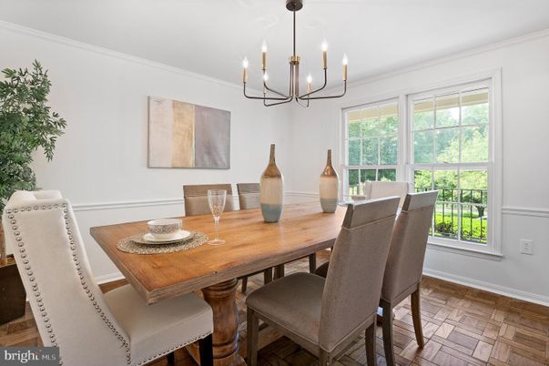 Chandelier, Dining room, Interior, Wood Texture Flooring