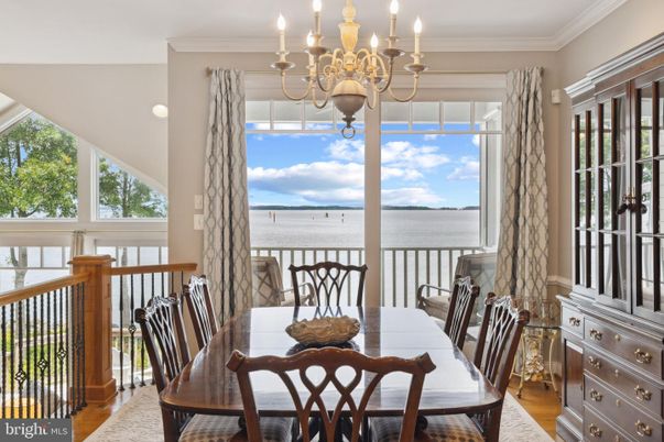 Chandelier, Dining room, Interior, Water, Wood Texture Flooring