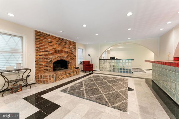 Fireplace, Interior, Recessed Lighting, Stone Walls