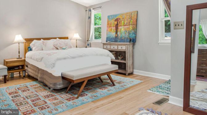 Bedroom, Fireplace, Interior, Wood Texture Flooring