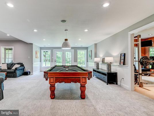 Billiard Table, Game Room, Interior, Pendant Lights, Recessed Lighting