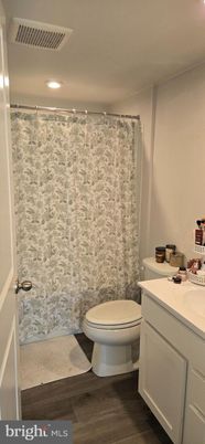Bathroom, Interior, Recessed Lighting, Wood Texture Flooring