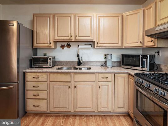Interior, Kitchen, Stainless Steel Appliances, Wood Texture Flooring