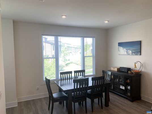 Dining room, Interior, Recessed Lighting, Wood Texture Flooring