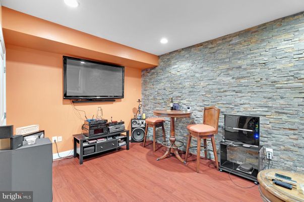 Interior, Recessed Lighting, Stone Walls, Wood Texture Flooring