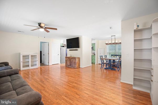 Dining room, Interior, Living room, Pendant Lights, Wood Texture Flooring