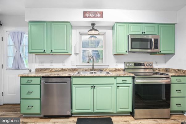 Interior, Kitchen, Pendant Lights, Stainless Steel Appliances, Wood Texture Flooring