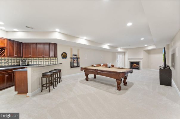 Billiard Table, Fireplace, Game Room, Interior, Recessed Lighting