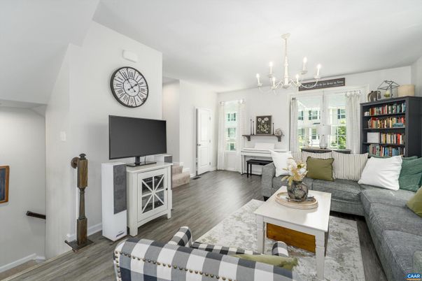 Chandelier, Interior, Living room, Wood Texture Flooring
