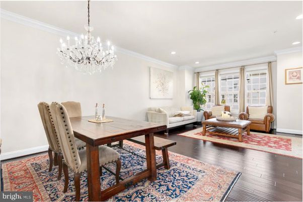 Chandelier, Dining room, Interior, Living room, Recessed Lighting, Wood Texture Flooring
