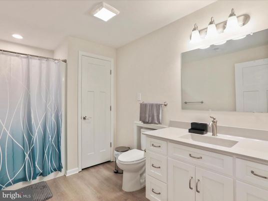 Bathroom, Interior, Recessed Lighting, Wood Texture Flooring