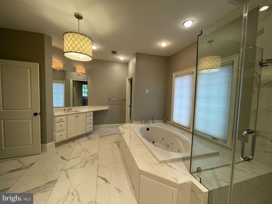 Bathroom, Glass Shower, Interior, Marble, Recessed Lighting