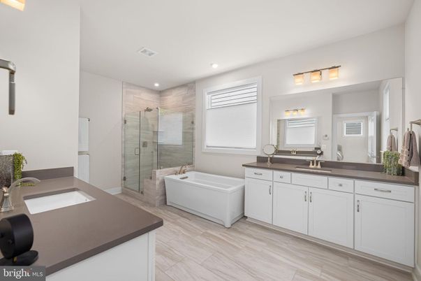 Bathroom, Dual Sink Vanities, Glass Shower, Interior, Recessed Lighting